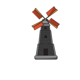 Stone windmill cartoon clipart
