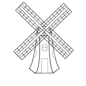 Windmill black and white clipart