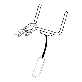 American football goal post, power kick black and white clipart