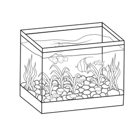 Rectangle aquarium black and white clipart