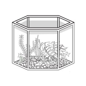 Aquarium with tropical fishes black and white clipart