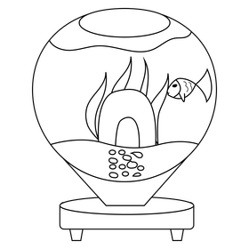 Aquarium bowl glass black and white clipart