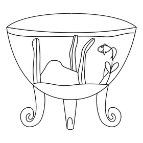 Aquarium home design black and white clipart