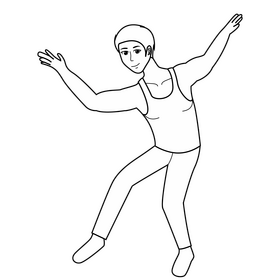 Male ballet dancer black and white clipart
