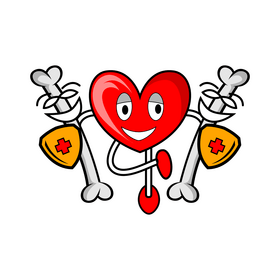 Bones protect organs, heart cartoon clipart