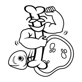 Strong bone with protein cartoon black and white clipart
