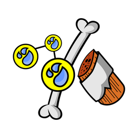 Cartoon bone with minerals clipart