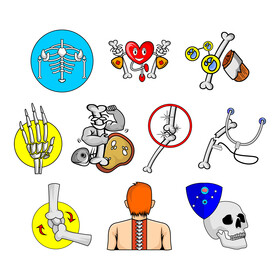 Human bones cartoon style vector