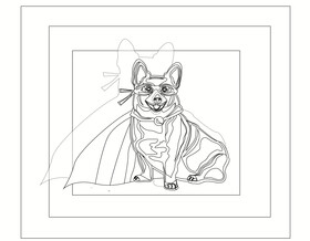 Corgi superhero cartoon black and white vector