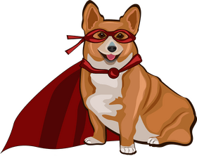 Corgi superhero cartoon clipart