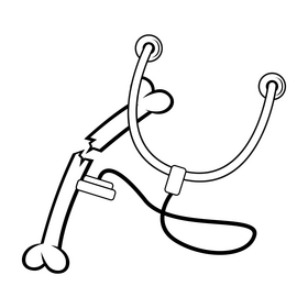 Injured bone, fractured bone, broken bone black and white clipart