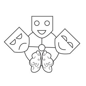 Brain controls emotions black and white clipart