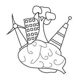 Human brain imaginations cartoon black and white clipart