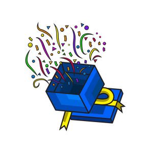 Confetti surprise gift box clipart