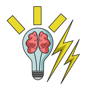 Brain creates idea, idea bulb clipart