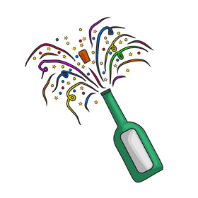 Confetti champagne bottle clipart