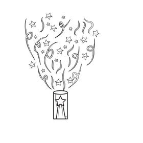 Confetti cartoon drawing black and white clipart