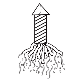 Confetti rocket black and white clipart