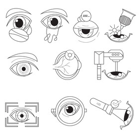 Eyes related images set black and white vector