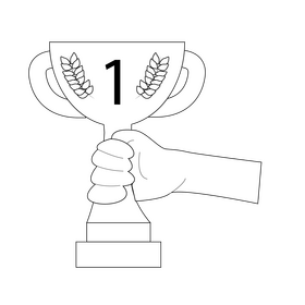 Finishing first place, winning award black and white clipart