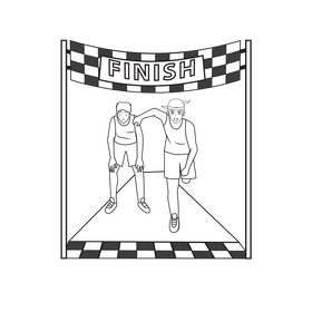 Finish line drawing black and white clipart