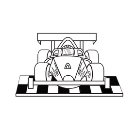 Finish F1 Race black and white clipart