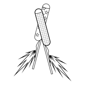 Firecracker bottle rocket drawing black and white clipart