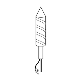 Firecracker sky rocket black and white clipart