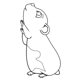 Cute cartoon hamster climbing drawing black and white clipart