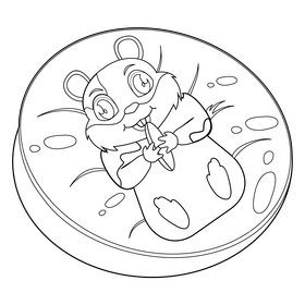 Cute hamster eating black and white clipart