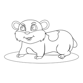 Hamster cartoon character black and white clipart
