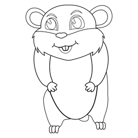 Hamster animal drawing black and white clipart