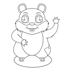 Hamster pet black and white clipart