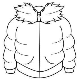 Hoodie with fur black and white clipart