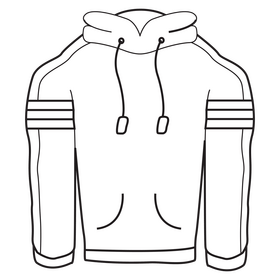 Hoodie cartoon black and white clipart