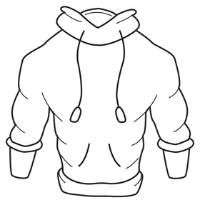 Hoodie slimfit drawing black and white clipart