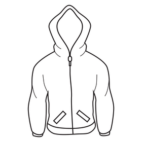 Zip up hoodie drawing black and white clipart