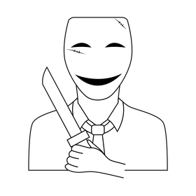 Horror psychopath drawing black and white clipart