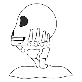 Horror skeleton drawing black and white clipart