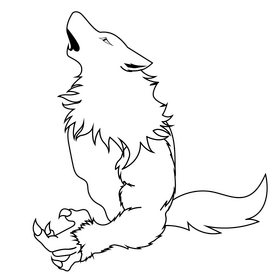 Horror werewolf drawing black and white clipart
