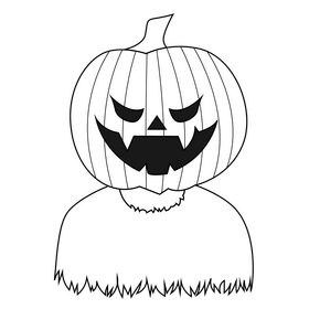 Horror jack o lantern drawing black and white clipart