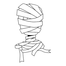 Horror mummy character drawing black and white clipart