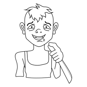 Horror psychopath character black and white clipart