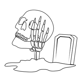 Horror skeleton black and white clipart