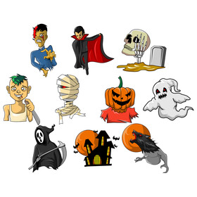 Horror clipart set vector