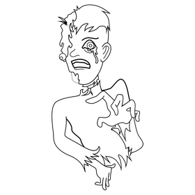 Horror zombie character drawing black and white clipart