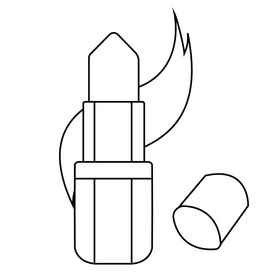 Satin lipstick drawing black and white clipart