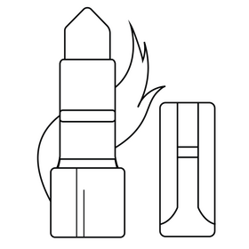 Creamy lipstick drawing black and white clipart