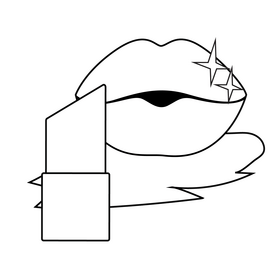 Lipstick drawing black and white clipart