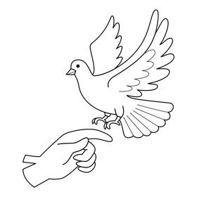 Magician pigeon drawing black and white clipart